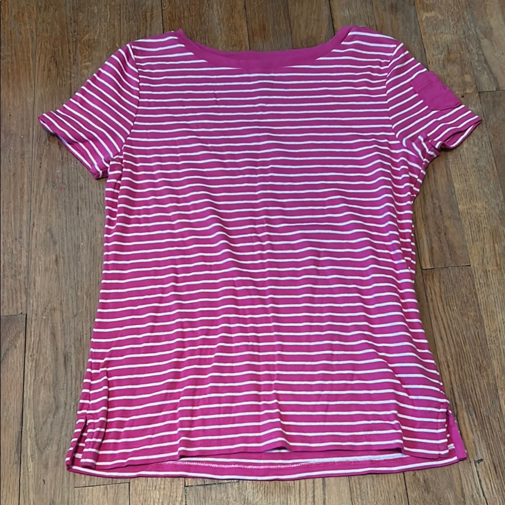 Lauren Ralph Lauren‎ Pink and White Striped Tee petite large